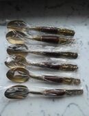 Mokkalöffel aus Thailand mit Shiva? Nickel Bronze 6 Löffel 11,5 cm zus. 10,- in 24944