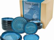 CreaTable Teller-Set Nordic Fjord (18-tlg), 6 Personen, Steinzeug, je 6 Speiseteller 26 cm, Suppenteller 22,5 cm, Dessertteller 19,5 cm