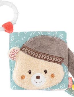 Fehn Greifspielzeug Bruno, Stoffbuch, mit Ring zur Befestigung an Kinderwagen, Babyschale oder Bett