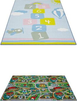 Andiamo Kinderteppich Duo, rechteckig, Höhe: 10 mm, Spielteppich, Straßenteppich, beidseitig verwendbar, Hüpfkästchen
