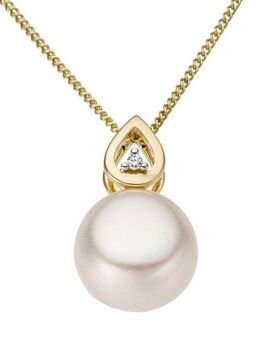 Firetti Perlenanhänger Schmuck Geschenk Gold 333 Halsschmuck Anhänger für Halskette Perle, mit Süßwasserzuchtperle und Brillant