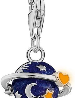 THOMAS SABO Charm-Einhänger Saturn mit bunter Kaltemaille, 2041-041-7, mit Zirkonia (synth)