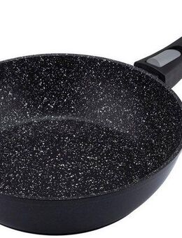 RESTO Kitchenware Bratpfanne Aries, tiefe Wokpfanne mit vierschichtiger Marmor-Antihaftbeschichtung, Aluminium (1-tlg), mit einem abnehmbaren Griff - backofenfest, spülmaschinenfest