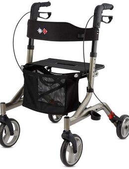 Bischoff & Bischoff Rollator Capero Rollator, faltbare Senioren Gehhilfe mit Rückengurt, Tasche und Stockhalter