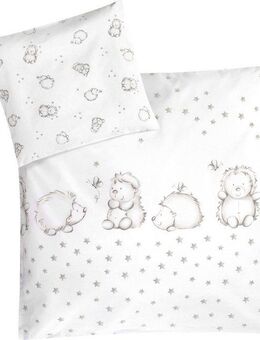 Julius Zöllner Kinderbettwäsche Igelchen, in 100x135cm passt in Babybetten von 70x140cm und 60x120cm, Renforcé, 2 teilig, mit kleinem Igel, 80x80 cm für Wiegen, Stubenwagen und Kinderwagen