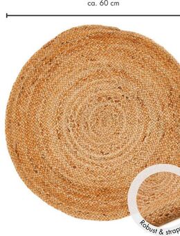 LUXOR living Teppich Mamda 2, Juteteppich, rund, Höhe: 4 mm, Flachgewebe, handgeflochten, Flecht Design, Naturfaser, Boho-Style