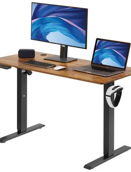 Schreibtisch Höhenverstellbar Elektrisch, 140 x 70 cm Stehschreibtisch, 0,72-1,1 m Einstellbar Memory-Steuerung, Großer Computertisch 82 kg Belastbar Braun Bürotisch PC Tisch Sitz- & Stehpult - Ingolstadt