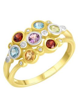 Firetti Fingerring Schmuck Geschenk Silber 925 Silberring Multi, Amethyst, Blautopas (beh), Citrin, Granat, Peridot, Zirkonia (synth)