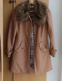 Mantel Übergangsmantel Jacke beige braun XXL Kunstfell Kragen Knöpfe Taschen gr. 34 XS,36 S NEU - Hardheim