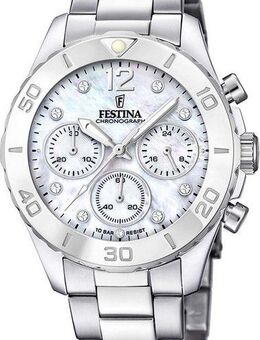 Festina Chronograph Boyfriend F20603/1, Armbanduhr, Quarzuhr, Damenuhr, Stoppfunktion, Edelstahlarmband