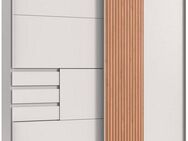 Wimex Schwebetürenschrank Coburg, Kleiderschrank Made in Germany mit Akustikpaneel Optik oder Holzoptik eichefarben, 180cm breit