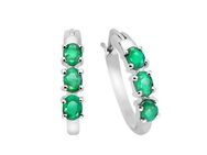 Vira Jewels Paar Creolen Silber 925 rhodiniert mit 6 echten Smaragden