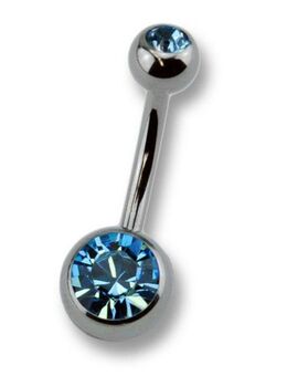Zeeme Bauchnabelpiercing Titan silberfarben Kristall dunkelblau