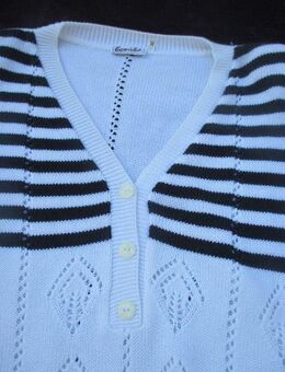 NEUw *  Original VINTAGE * Maritim * Sailor * Marine * Navy * Streifen * Ajour * Baumwolle- Strick * Pullover "Bonita" Gr. 42- 44, 46/ M- L * Oversize  * dunkel- blau * weiß * - Riedlingen