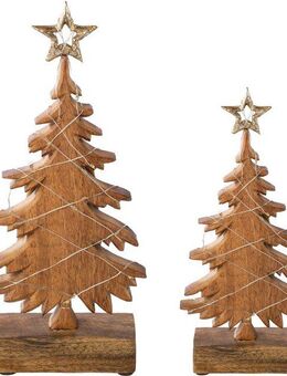 Creativ deco Dekofigur LUMEN, Deko-Objekt Tannenbaum (Set, 2 St), Weihnachtsdeko, Batteriebetrieb
