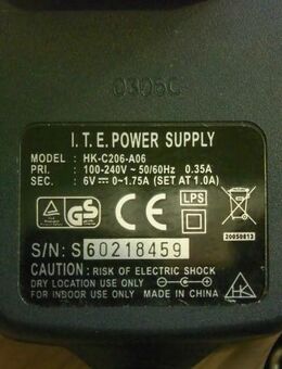 I.T.E. Power Supply HK-C206-A06 ACDC Adapter Charger Netzadapter  power supply Ladegerät 3,- - Flensburg