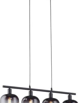 JUST LIGHT Pendelleuchte ZEA, mit Rauchgläsern und schwarzem Finish, ohne Leuchtmittel, mit vier E14-Fassungen