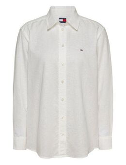 Tommy Jeans Hemdbluse TJW RLX LINEN SHIRT mit Logostickerei