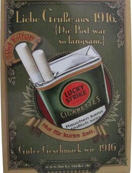 Lucky Strike - Blechkarte mit Umschlag - Liebe Grüße aus 1916 - 14,5 x 10,5 cm - Doberschütz