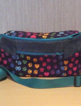 Bauchtasche bunte Pfötchen mit Jeansblau - Unna