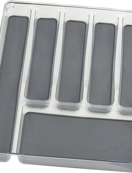 WENKO Besteckkasten 6er, rutschfester Besteckeinsatz für Schubladen, 6 Fächer, Kunststoff