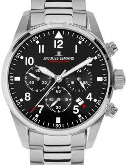 Jacques Lemans Chronograph Barcelona 42-2C, Quarzuhr, Armbanduhr, Herrenuhr, Edelstahlarmband,bis 10 bar wasserd.