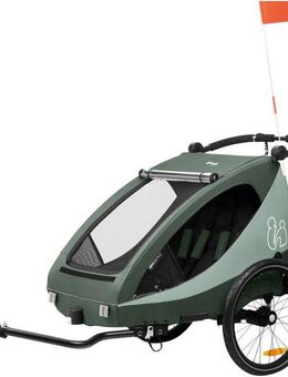 Hauck Fahrradkinderanhänger 2in1 Bike Trailer und Buggy Dryk Duo Plus, dark green, für 2 Kinder, inklusive Deichsel
