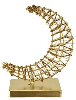 I.GE.A. LED-Dekofigur LED-Dekoobjekt Mond (1 St), Dekofigur Metall Gold warmweiß Timer Batteriebetrieb Weihnachtsdeko