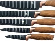 KING Messer-Set Essential (Set, 5-tlg., 5x Messer 20cm, 20cm, 12.5cm 20cm, 8.5cm), Wellenschliff, Griffe in Holzoptik, im Geschenk-Etui