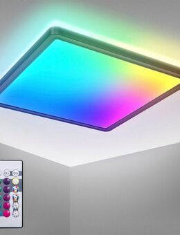 B.K.Licht LED Deckenleuchte BK_PL1551 RGBW Deckenlampe, LED Panel, Ultraflach, mit Farbwechsel, RGB, LED fest integriert, Neutralweiß, Dimmbar, mit Backlight, mit Fernbedienung, Schwarz