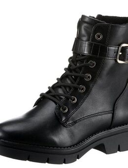 Tamaris Schnürboots mit Zierriemchen in Reptilienprägung und Schnalle