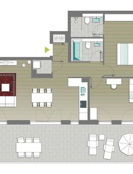 Moderne 3-Raum-Penthouse-Wohnung mit Einbauküche, Einbaumöbeln und großer Dachterrasse in Südlage - Bonn