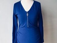 NEU * Modern * ausgefallen * Langarm * Longsleeve * Bodycon * Long * T- Shirt mit Silber * Zipper "MICHAEL KORS" MK * Original * Gr. 36- 38/ S * royal- königs- mittel- blau * * - Riedlingen