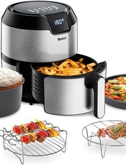 Tefal Heißluftfritteuse EY401D.HERO Easy Fry Deluxe, 1500 W, mit Zubehör, Fassungsvermögen 1,4 kg, 8 automatische Programme