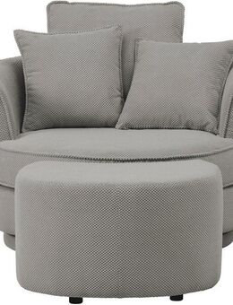 Leonique Drehsessel MAISIE, Love Seat XXL Lese-Sessel, Big-Sessel mit Hocker, (2-St), Set in MEGA CORD und Web-Velours, drehbar 360 Grad
