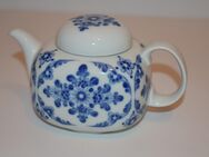 Kleine Teekanne, Lichte Porzellan fine China, florales Muster, Kobalt 1980er DDR - Zeuthen