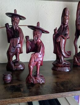 4 Holz-Figuren Chinesen verschiedene Größen sehr guter Zustand - Ulm