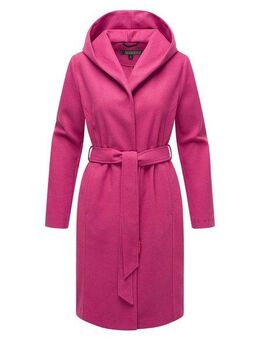 Marikoo Kurzmantel Kailii Eleganter Wickel Mantel mit Taillengürtel und Oversized Hood Kapuze