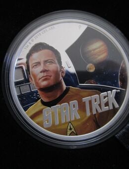 TUVALU 1 Dollar Silbermünze Star Trek Enterprise Captain Kirk PP - Höhr-Grenzhausen