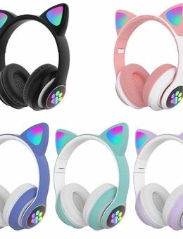 Kopfhörer für Kinder | Niedliche Katzenohren LED | Bluetooth, TF-Karte, FM-Radio (Neuware) - Marbach (Neckar)