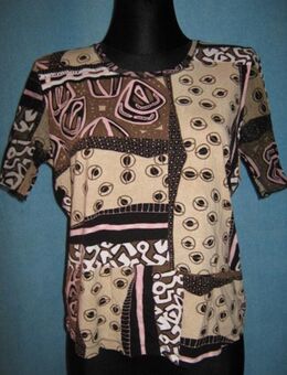 NEU * Stylisch * edel * Patchwork- Look * Seiden- Chiffon * Bodycon * T- Shirt "Public" Gr. 38, 40- 42/ S- M * cremè- beige * braun * schwarz * rosé- rosequarz * - Riedlingen