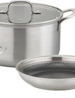 GSW Topf-Set Inoxxa Black, Edelstahl, Glas (Set, 5-tlg), Kochtopf-Set aus Dreischicht-Material mit Antihaft-Versiegelung