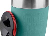 Emsa Thermobecher Travel Cup, Edelstahl, Silikon, 0,2 Liter, Edelstahl, Trink- und Eisbecher, gummierte Manschette