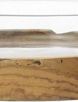 LEONARDO Schale ERRA, Glas, 39 cm mit Teaksockel, Kalk-Natron-Glas, handgefertigt