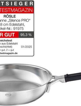 RÖSLE Bratpfanne SILENCE PRO, Edelstahl 18/10 (1-tlg), Universalpfanne, spülmaschinen- und induktionsgeeignet, 28 cm