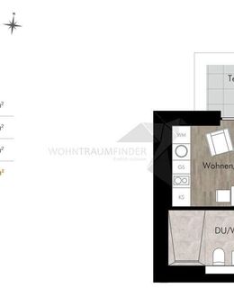 ++ Klein-fein-mein++ Energieeffiziente 1-Raum-Wohnung mit Einbauküche und Terrasse in Rabenstein - Chemnitz