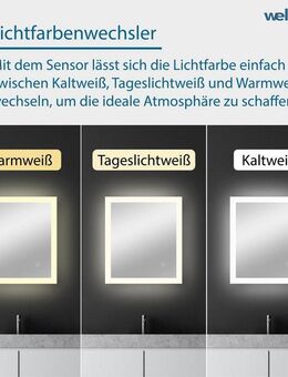 welltime LED-Lichtspiegel Harmony, mit Lichtfarbenwechsler und Dimmschalter, in verschiedenen Größen