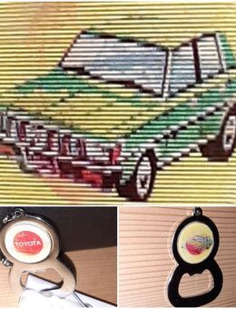 Toyota Oldtimer Corona Souvenir Flaschenöffner mit Wackelbild 2D Vintage Schlüsselanhänger Fahrzeugwerbung T 130 - Nürnberg