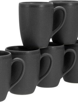 CreaTable Becher Soft Touch Black, Steinzeug, 300 ml, 6-teilig