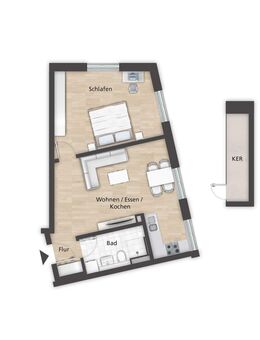Schöne 2-Zimmer Neubauwohnung im 1. Obergeschoss - Bamberg
